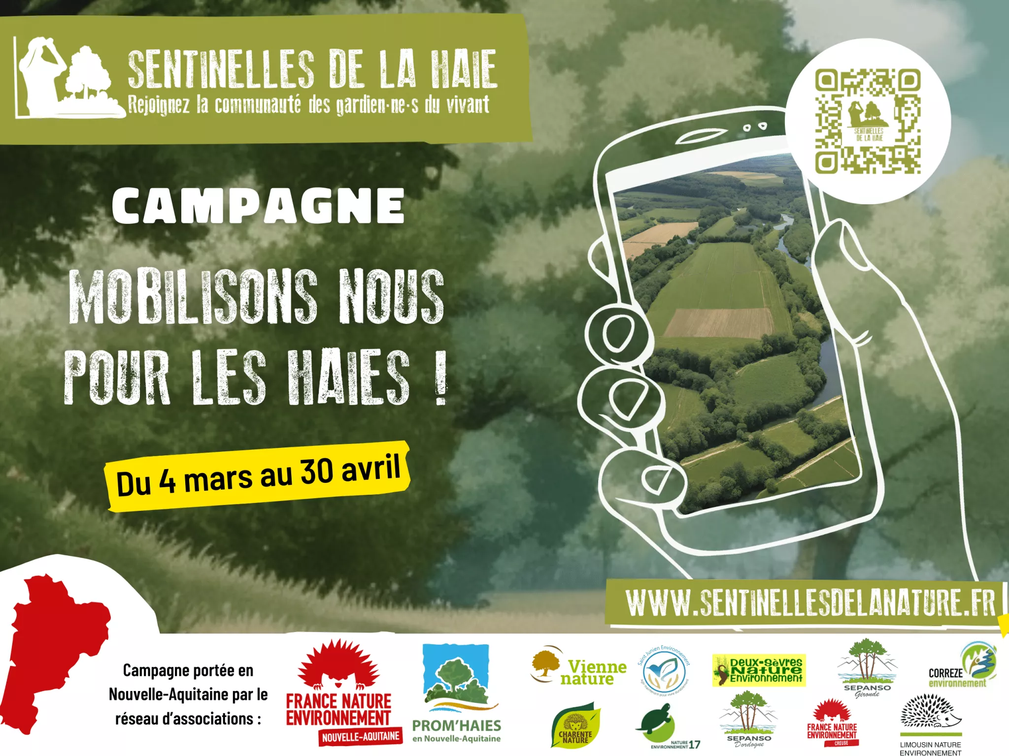 Visuel campagne Sentinelles de la Haie 2024 - Nouvelle-Aquitaine